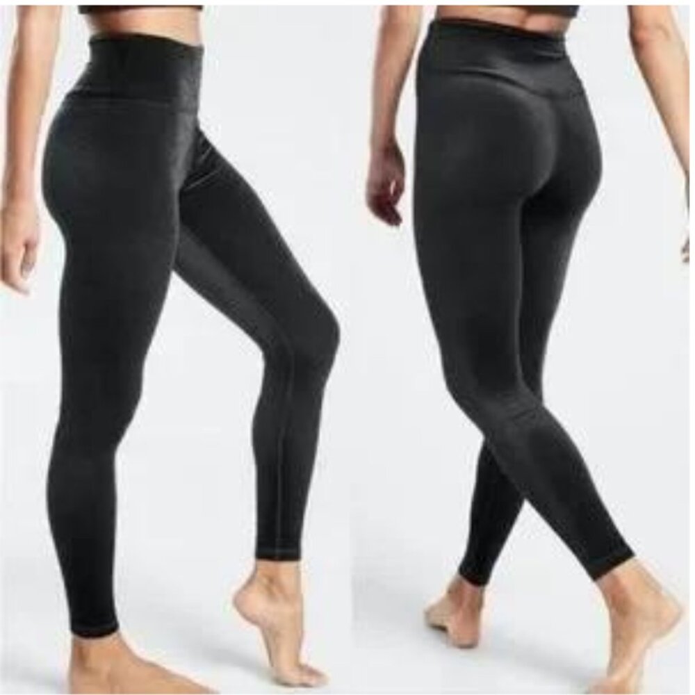 Athleta Chaturanga Leggings Black Velvet Womens Small
